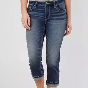BKE Gabby Cropped Jeans Women’s 26 Hendrell Stretch Mid Rise Whiskered Stretch